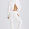 Textured Cotton Jersey Flared Trousers in White