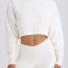 Textured Cotton Jersey Flared Trousers in White