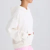 Textured Cotton Jersey Graphic Print Hoodie in White
