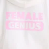 Textured Cotton Jersey Graphic Print Hoodie in White