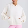 Textured Cotton Jersey Graphic Print Hoodie in White