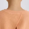 Textured Cotton Jersey Open-Back Cropped Sweatshirt in Peach