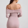 Thais Modal-Cashmere Blend Off-Shoulder Ruched Mini Dress in Taupe