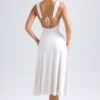 Thandie Sweetheart-Neck Ruched Midaxi Dress in Ivory