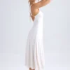 Thandie Sweetheart-Neck Ruched Midaxi Dress in Ivory