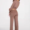 Thea Modal Low-Rise Straight-Leg Trousers in Mocha