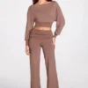 Thea Modal Low-Rise Straight-Leg Trousers in Mocha