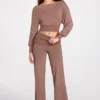 Thea Modal Low-Rise Straight-Leg Trousers in Mocha
