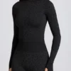 Thermal Long Sleeve Top in Black Leopard