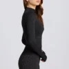 Thermal Long Sleeve Top in Black Leopard