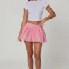 Thia Bow-Detail Broderie Anglaise Mini Skirt in Soft Pink