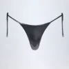 Tierra Thong Bikini Bottoms in Silver Chrome