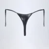 Tierra Thong Bikini Bottoms in Silver Chrome