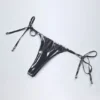 Tierra Thong Bikini Bottoms in Silver Chrome