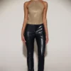 Tindra Embellished Jersey Halterneck Backless Top in Gold