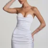 Tirza Ruched Corset Mini Dress in White