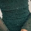 Tivoli Embellished Cowl-Neck Draped Mini Dress in Emerald Green