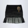 Tobago Hardware-Detail Ruffled Mid-Rise Mini Skirt in Black