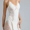 Tori Embellished Halterneck Mini Dress in Ivory