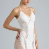 Tori Embellished Halterneck Mini Dress in Ivory