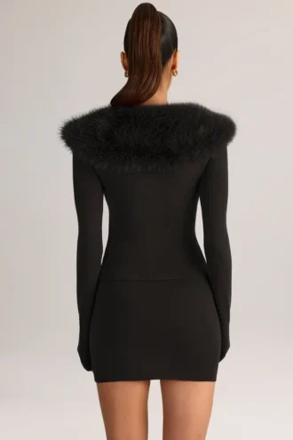 Tova Knit Mid-Rise Mini Skirt in Black