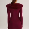 Tova Knit Mid-Rise Mini Skirt in Wine
