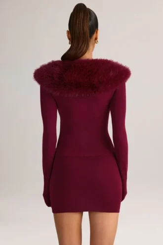 Tova Knit Mid-Rise Mini Skirt in Wine