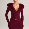 Tova Knit Mid-Rise Mini Skirt in Wine