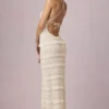 Tove Ruffled Backless Halterneck Maxi Dress in Ivory