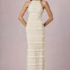 Tove Ruffled Backless Halterneck Maxi Dress in Ivory