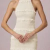 Tove Ruffled Backless Halterneck Maxi Dress in Ivory