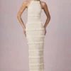 Tove Ruffled Backless Halterneck Maxi Dress in Ivory