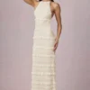 Tove Ruffled Backless Halterneck Maxi Dress in Ivory