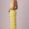 Tove Ruffled Backless Halterneck Maxi Dress in Lemon Yellow