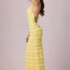 Tove Ruffled Backless Halterneck Maxi Dress in Lemon Yellow