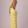 Tove Ruffled Backless Halterneck Maxi Dress in Lemon Yellow