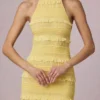 Tove Ruffled Backless Halterneck Maxi Dress in Lemon Yellow