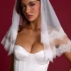 Trixie Lace-Trim Veil in White