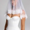 Trixie Lace-Trim Veil in White