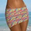 Tropea Asymmetric Ruched Micro Mini Skirt in Bright Multi Print