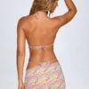 Tropea Asymmetric Ruched Micro Mini Skirt in Bright Multi Print