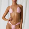 Tropics Double-Strap Triangle Bikini Top in Soft Pink