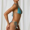 Tropics Double-Strap Triangle Bikini Top in Turquoise