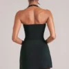 Tula Mid Rise Bodycon Ultra Mini Skirt with Split in Black