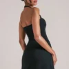 Tula Mid Rise Bodycon Ultra Mini Skirt with Split in Black