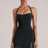 Vita Longline Halterneck Top  in Black