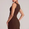 Tula Mid-Rise Bodycon Ultra Mini Skirt with Split in Chocolate Brown