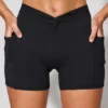Twist Waist Mini Shorts with Pockets in Black
