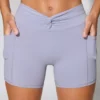 Twist Waist Mini Shorts with Pockets in Periwinkle