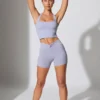 Twist Waist Mini Shorts with Pockets in Periwinkle